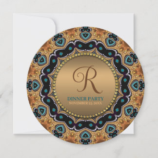 Warm Goud en Teal Marokkaanse Glitter Eettafel Fee Kaart