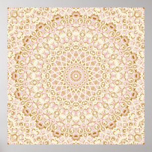 Warm Gouden Roze Mandala Patroon Poster
