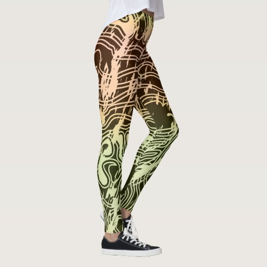 Warm Gradient Topographic Contour Map Leggings (Rechts)