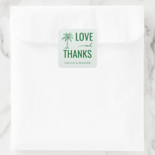 Warm Groen Tropisch Minimalistisch Palmboom Vierkante Sticker