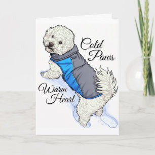 Warm Hart Sneeuw Bichon Kaart