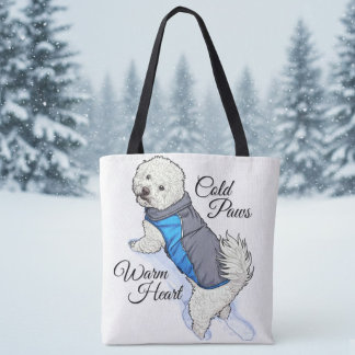 Warm Heart Snow Bichon Tote Draagtas