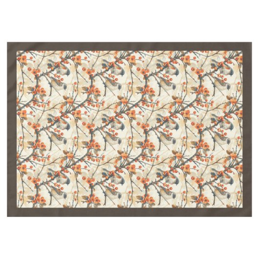 Warm herfsttafelkleed met vogels en rustieke bloem tafelkleed (Voorkant (Horizontaal))