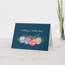 Warm Holiday Cheer Design Blauwe Kerstgroet Feestdagen Kaart