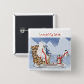 Warm Holiday wil Polar Beer Penguins Knit Vierkante Button 5,1 Cm (Voorkant /achterkant)