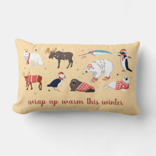 Warm Inpakken Winter Dieren Folk Art Kerstmis Kussen