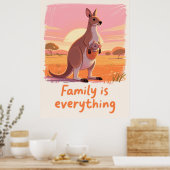 Warm Kangoeroe Familie Zonsondergang Kunst Poster (Keuken)
