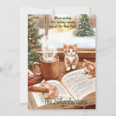 Warm Kitten Waterverf Kerst Flat Vakantie Kaart (Voorkant)