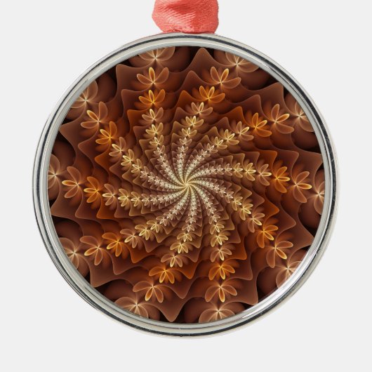 Warm kleuren, modern Abstract fractaal kunstpatroo Metalen Ornament (Voorkant)