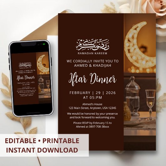 Warm Lantern Table Setting Ramadan Iftar Dinner Kaart