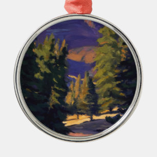 Warm Licht in Crested Butte in Paars Blauw Oranje Metalen Ornament