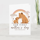 Warm Lion Mom Baby First Mothers Day Soft Love Art Kaart (Voorkant)