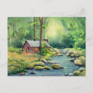 WARM LOG CABIN DOOR SHARON SHARPE BRIEFKAART