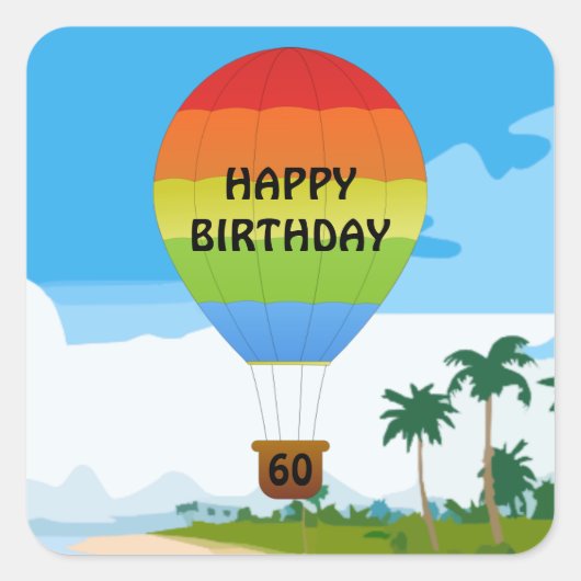 Warm luchtballon Birthday sjabloon sticker (Voorkant)