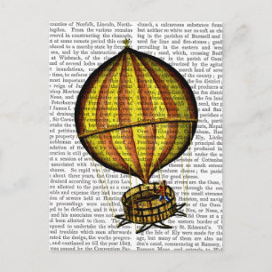 Warm luchtballon, geel en rood briefkaart