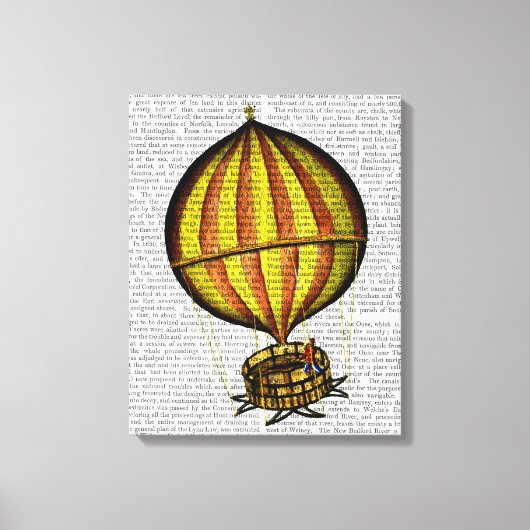 Warm luchtballon, geel en rood canvas afdruk (Voorkant)