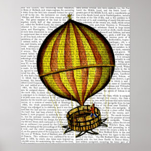 Warm luchtballon, geel en rood poster