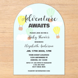 Warm luchtballon Genderneutraal Baby shower Acryl Uitnodigingen