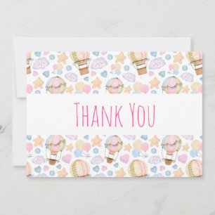 Warm luchtballon Whimsical Waterverf Patroon Bedankkaart