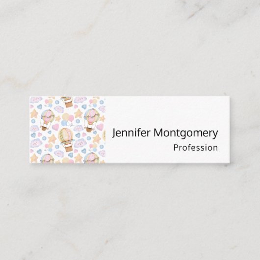 Warm luchtballon Whimsical Waterverf Patroon Mini Visitekaartje (Voorkant)