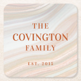 Warm Marble Geode Vierkante Kartonnen Onderzetter