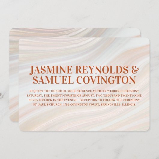 Warm Marble Geode Wedding Kaart (Voorkant / Achterkant)