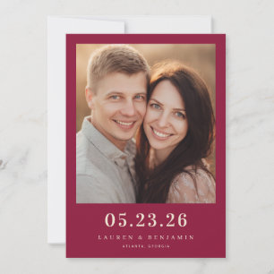 Warm Maroon Minimalistische Foto Save The Date