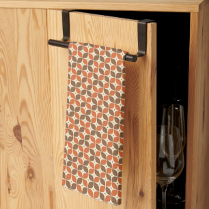 Warm Mid-Century Retro Boemerang Atoom- Theedoek