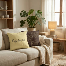 Warm Minimalist Botanical Throw Pillow - 90s Retro