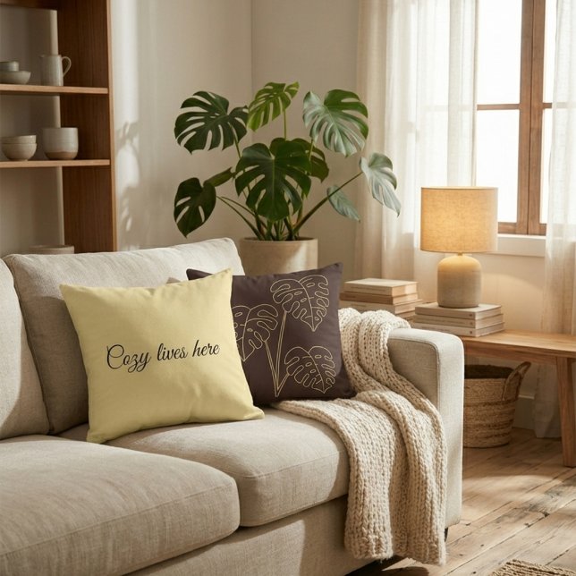 Warm Minimalist Botanical Throw Pillow - 90s Retro Kussen (Creator heeft geüpload)