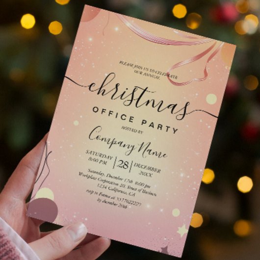 Warm Mood en Roze Kerst Kantoor Party Kaart