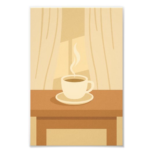 Warm Morning Coffee Poster – Minimalist Cozy Art (Devant)