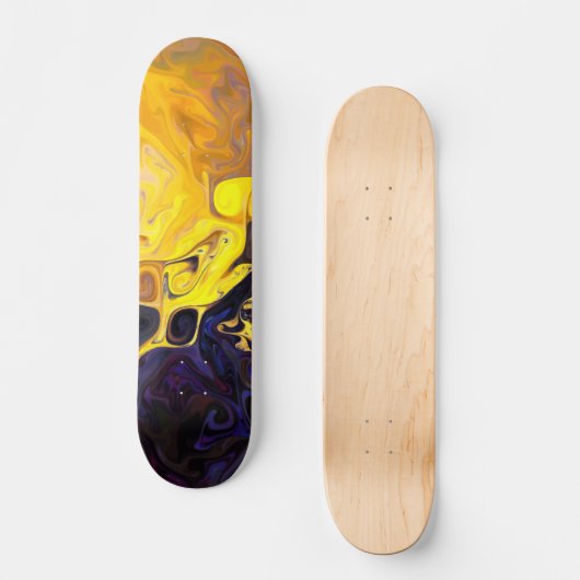 Warm Mountain blue orange yellow spirals Skateboard (Voorkant)