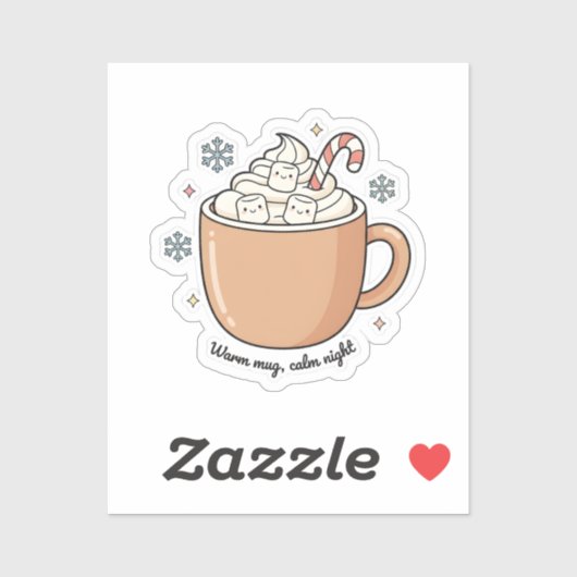 Warm Mug Calm Night Sticker | Cozy Winter Sticker (Feuille)