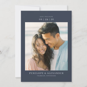 Warm Navy Minimalistische Foto Save The Date