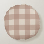 Warm Neutraal Gingham Kussen - Rond (Achterkant)