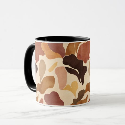 Warm Neutral Abstract Mug – Modern Organic Pattern (Devant gauche)