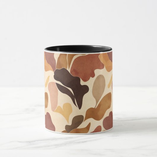 Warm Neutral Abstract Mug – Modern Organic Pattern Mok (Midden)