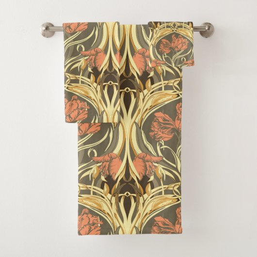 Warm Neutrals en Blush Art Nouveau Bath Towel Set Bad Handdoek (Insitu)