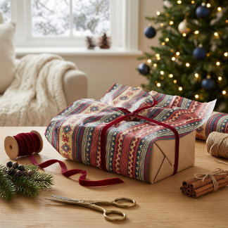 Warm Nordic Fair Isle Kerst Tissuepapier