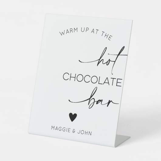 Warm op in de warme chocoladereep reclamebord met voetstuk (Voorkant)