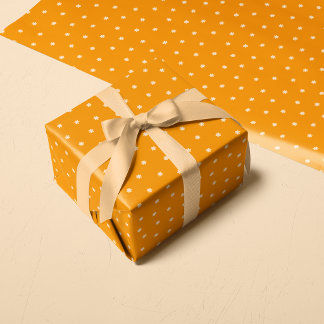Warm Orange Ditsy Flower Polka Dots Pattern Cadeaupapier