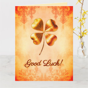 Warm Oranje Goud Vintage Stijl Veel Succes Wensen Kaart