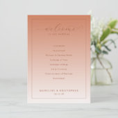 Warm Peach Wedding Ceremony Program Programma (Staand voorkant)