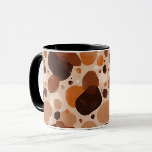 Warm Pebble Aesthetic Mug – Minimal Abstract Dots (Devant gauche)