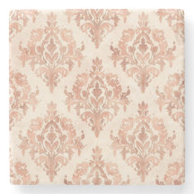 Warm Perzik Damast Aquarel Sierpatroon