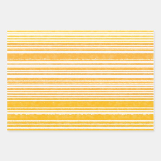 Warm Retro Waterverf Stripes in mosterdgeel Inpakpapier Vel (Voorkant 3)