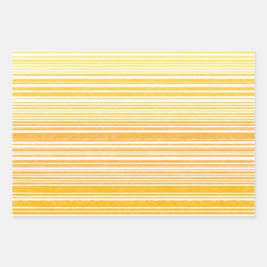 Warm Retro Waterverf Stripes in mosterdgeel Inpakpapier Vel (Voorkant)