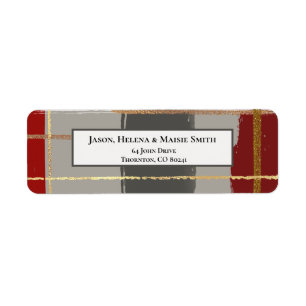 Warm Robuuste penseelstreken met gouden hooglichte Etiket