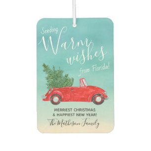 Warm # Rode Auto #Christmas Kaart Alternatieven Luchtverfrisser